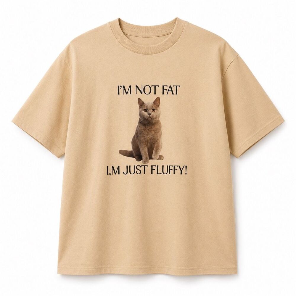 HAY Bangkok Cat Graphic Tee Size 2 Medium Beige Funny Meme T-Shirt New